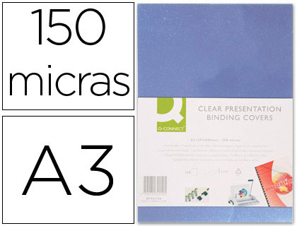 CJ100 tapas de encuadernación Q-Connect PVC Din A-3 incoloro 150 micras